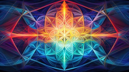  a colorful abstract design with a star in the middle of it.  generative ai