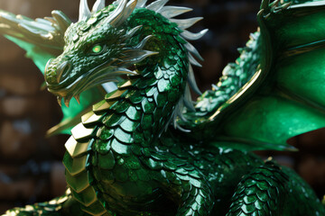 Illustration of green dragon.  symbol of 2024 year in Chinese calendar