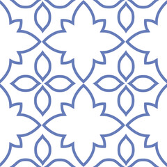 Vector. Seamless mediterranean geometric pattern, ornamental swatches. Talavera template. Portuguese Azulejo. Turkish decoration. Moroccan mosaic. Spanish porcelain. Ceramic dishes, folk ornament.