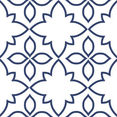 Vector. Seamless mediterranean geometric pattern, ornamental swatches. Talavera template. Portuguese Azulejo. Turkish decoration. Moroccan mosaic. Spanish porcelain. Ceramic dishes, folk ornament.