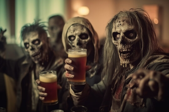 Group Of Zombies Drinking Beer