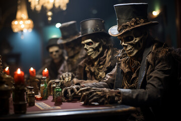 Scary zombies playing cards