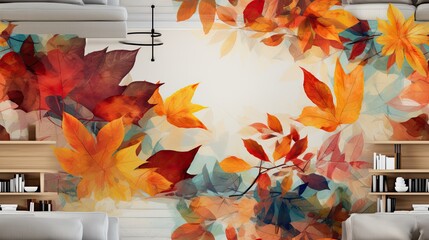 autumn leaves gracefully descending against a backdrop of nature's vibrant hues. The photo captures the magic of the season's colorful transformation. SEAMLESS PATTERN. SEAMLESS WALLPAPER.