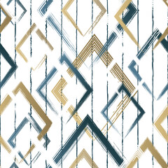 Abstract rhomb seamless pattern. Repeating gold grunge backdrop. Random rhombus. Background golden printed. Geometric texture. Repeated printing. Repeat patern for design prints. Vector illustration