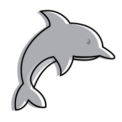 Isolated colored sketch of a dolphin icon Vector