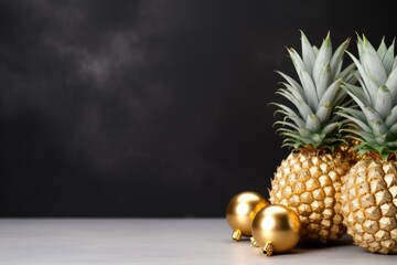 Pineapples with golden Christmas balls
