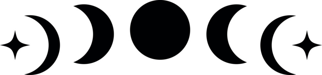 Fototapeta na wymiar Moon phase black icon art.