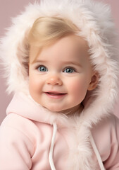 Cute Child Wearing Light Pastel Pink Clothes Generative AI