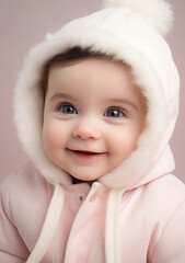 Cute Child Wearing Light Pastel Pink Clothes Generative AI