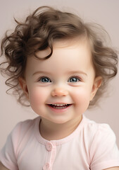 Cute Child Wearing Light Pastel Pink Clothes Generative AI