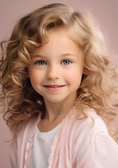 Cute Child Wearing Light Pastel Pink Clothes Generative AI