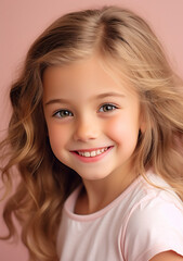 Cute Child Wearing Light Pastel Pink Clothes Generative AI