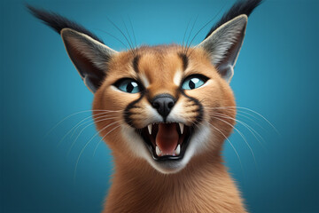 potrait of funny caracal in nature