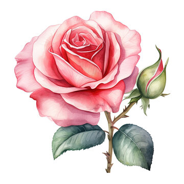 Watercolor rose Illustration, Generative Ai