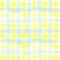 Yellow Green Gingham Check Hand Drawn Background