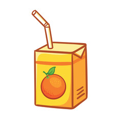 Box with orange juice. Vector illustration with fruit drink in cartoon style.
