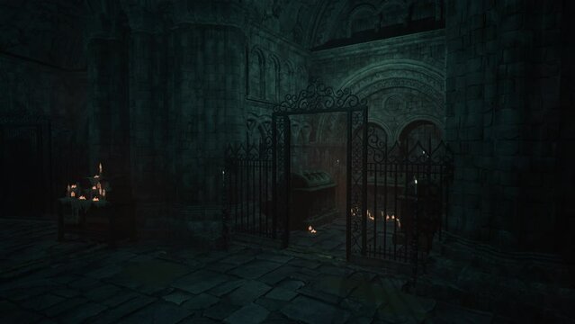 Alluring atmosphere dark gothic chapel flickering candles