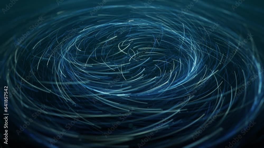 Poster concentric circles of spinning particles/ 4k animation of abstract spinning particles lights in conc