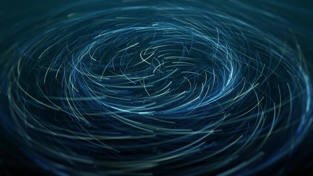 Concentric Circles Of Spinning Particles/ 4k animation of abstract spinning particles lights in concentric circular moves with glow effect and depth of field blur