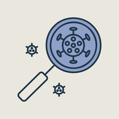 Coronavirus under magnifying glass vector icon
