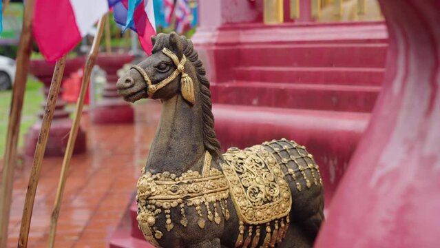 statue of a horse in the temple of Wat Phantao in the city of Chiang mai