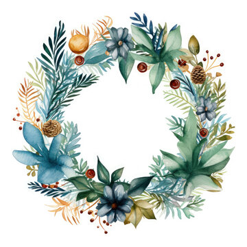 Christmas wreath Illustration, Generative Ai © sukumarbd4