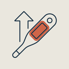 Increased temperature with thermometer vector icon