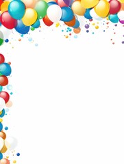 A bunch of balloons floating in the air. Stationery. Generative AI.