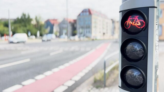 Traffic lights for bicycles in Germany. Green traffic light