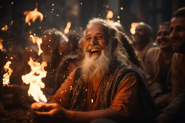 Obraz premium Cultural Expressions. Dancers performing traditional rituals, portraying the artistic elements of the culture of faith. Generative Ai.