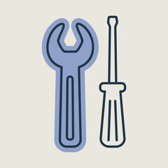 Screwdriver and wrench vector isolated icon