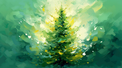 abstract christmas tree oil painted background