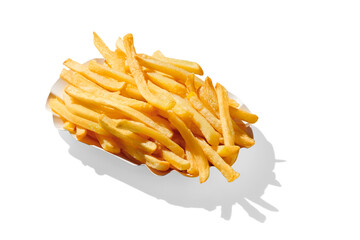 French fries on white background