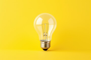 Education concept image. Creative idea and innovation. light bulb metaphor over yellow  background - obrazy, fototapety, plakaty