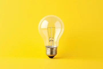 Fotobehang Education concept image. Creative idea and innovation. light bulb metaphor over yellow  background © Hope
