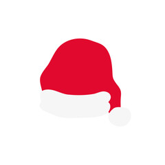 Santa Claus hat and beard vector. Red Merry Christmas Card Illustration