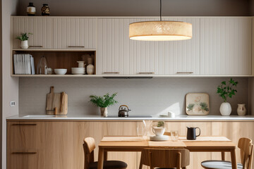 Fototapeta na wymiar modern kitchen interior ,with table for eating , interior design concept