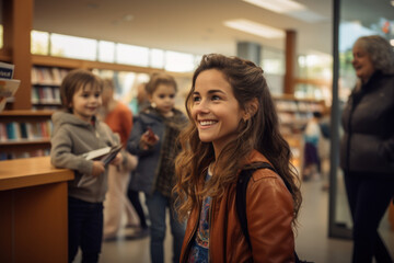 A public library welcomes individuals of all ages to enjoy reading, research, and events, creating a valuable community third space. Generative Ai.