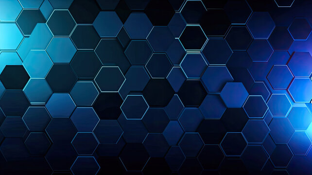 Futuristic Blue Hexagonal Grid with Starry Effect,blue hexagon background