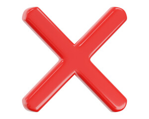 3d red check symbols X mark icon. Cartoon style. Stock vector illustration on isolated background. © Игорь Жуков