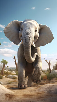 A Whimsical World of Laughter  A Humorous Elephant Cartoon Engaging in Playful Activities to Amuse and Delight