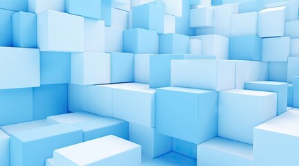 a blue and white background with concrete blocks, in the style of vibrant futurism