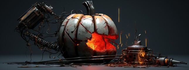 Obraz na płótnie Canvas illustration of a halloween pumpkin with a burning fire