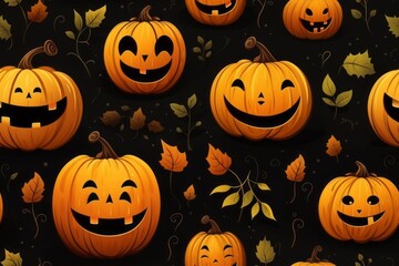 Pattern with pumpkins. Halloween concept. Background with selective focus and copy space