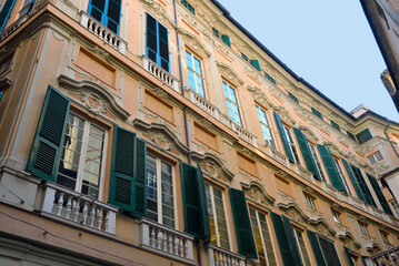 Fototapeta na wymiar ancient buildings in the historic center of Genoa Italy