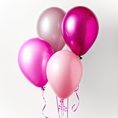 Pink and Silver Balloons on a CLEAN Background