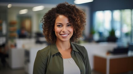 black woman professional in casual dress in an accounting office