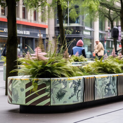 Obraz premium Parklet made of concrete and glass geometric 