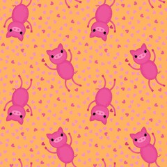 Cartoon animals seamless pigs pattern for wrapping paper and fabrics and kids clothes print and festive