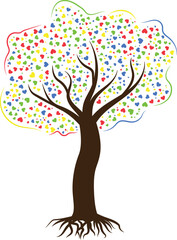 colorful hearts tree clipart vector 
